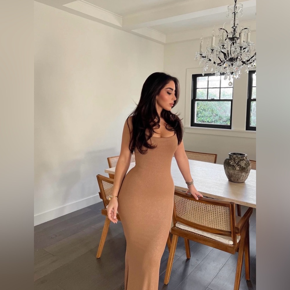 SKIMS Soft Lounge Maxi Dress in camel